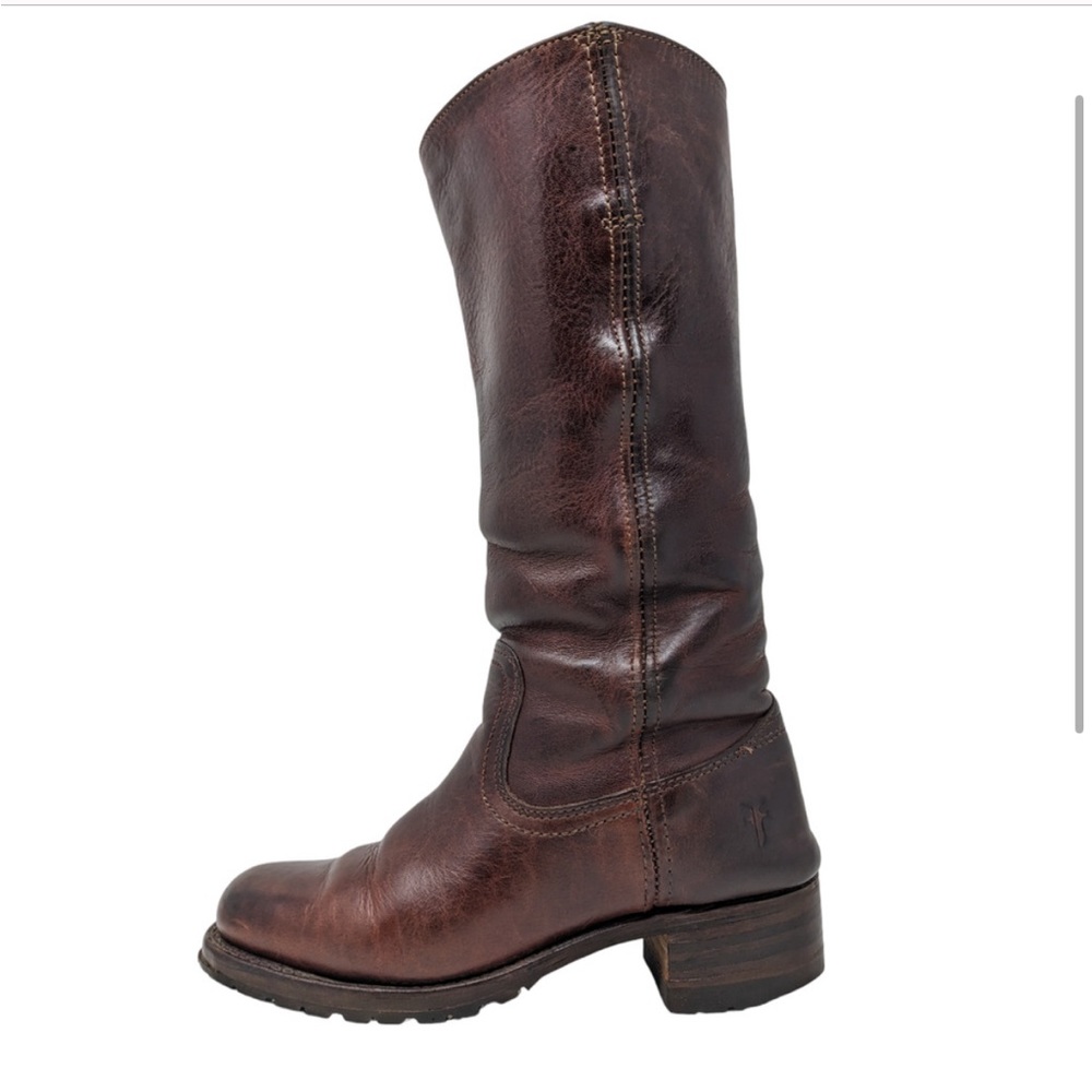 FRYE Campus Vintage Leather Pull On Dark Brown Boots Size 6.5 (fits like a 7)